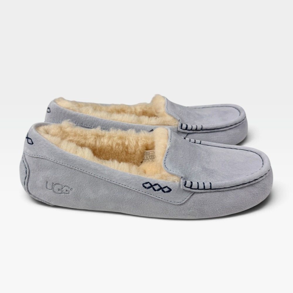 UGG Ansley Moccasin Slipper Womens 11 Icelandic Blue Suede Water Resistant NEW